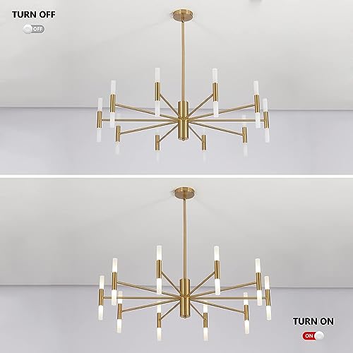 Lighting Mid Century Modern Chandelier Brass Gold Chandelier Light Fixture Vintage Bedroom Chandelier Sputnik Flush Mount Ceiling Light Large Chandeliers for High Ceilings
