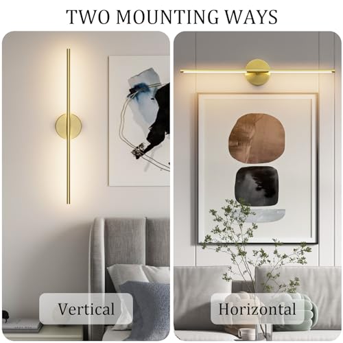 28In Gold Bathroom Vanity Light Fixtures Over Mirror Hardwired ED 360° Rotatable Modern Bathroom Sconces 3000K Warm Light