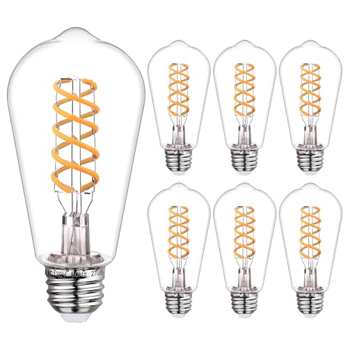 6 PCS ST58 Dimmable Spiral Vintage E26 LED Bulb 60 Watt LED Edison Bulbs (6 Count)