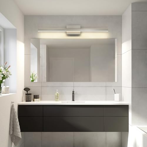 Brushed Nickel Bathroom Vanity Light Fixture Over Mirror