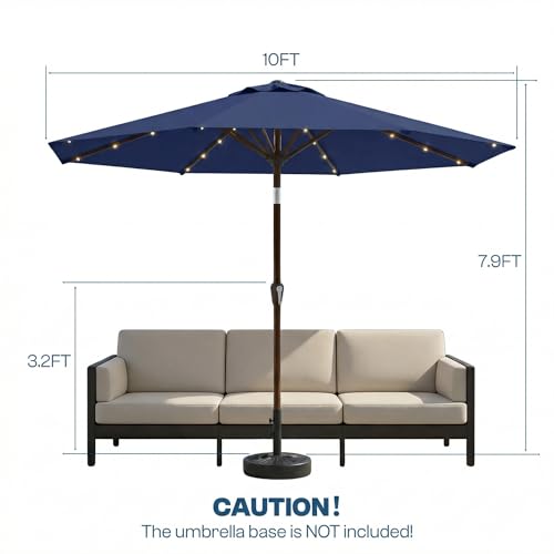 10FT Solar Patio Umbrella with Lights