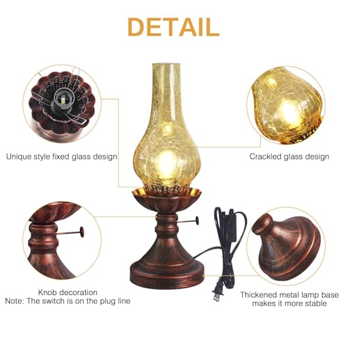 Vintage Table lamp Antique Rustic Farmhouse Desk Lamps Western Victorian Crackled Glass Design Bedside Lamps Living Room Bedroom Studio