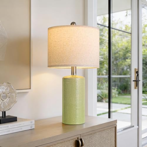Small Table Lamps 20.25" Bedside Lamps Green Table Lamp for Living Room