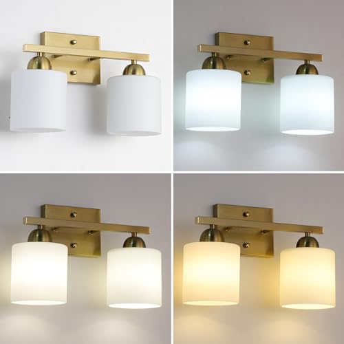 Stainless Steel Milk Glass Vanity Lights for Bathroom