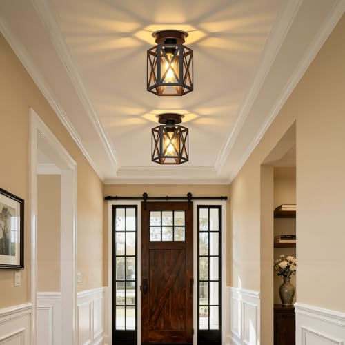 2 Pack Semi Flush Mount Ceiling Light for Hallway Light Fixture (2 Count)