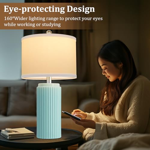 23.5" Light Green Modern Ceramic Table Lamps Set of 2 for Bedside (2 Count)