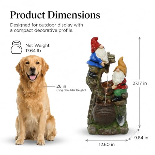 27H Gnome Outdoor Water Fountain with 3