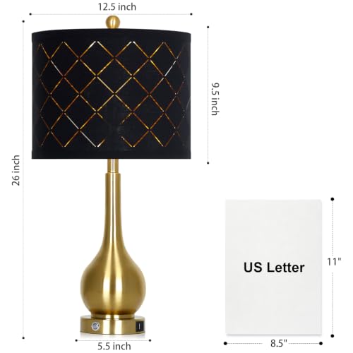26" Gold Table Lamps Set of 2 for Bedroom Nightstand & Living Room (2 Count)