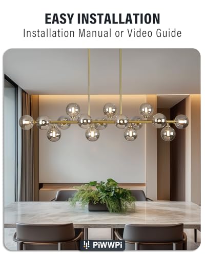 55" Long Brass Gold Chandeliers for Dining Room Kitchen Island