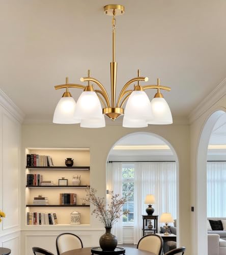 Modern Farmhouse Antique Brass Gold Chandelier