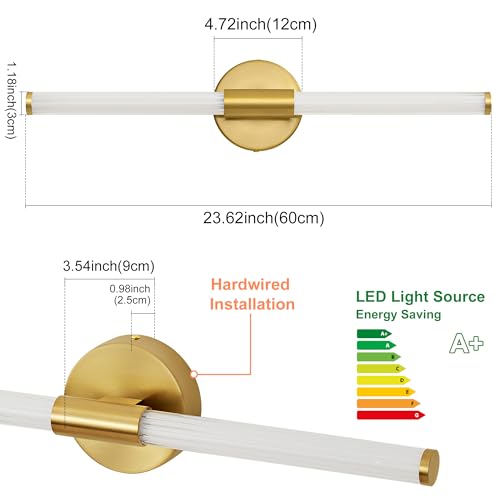 LED Bathroom Light Fixtures Gold Vanity Lights Modern 24"