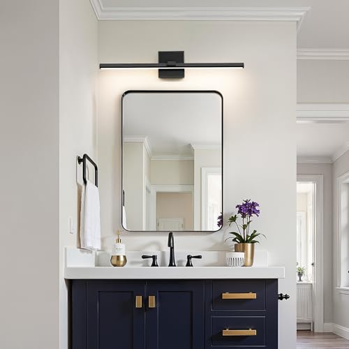 Black Bathroom Vanity Light 24 Inch Modern Bathroom Light Fixtures Over Mirror 18W Dimmable 5CCT LED Vanity Light Bar for Bathroom Mirror Cabinets Bedroom