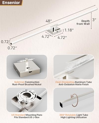 48" Brushed Nickel Modern Bathroom Vanity Lights