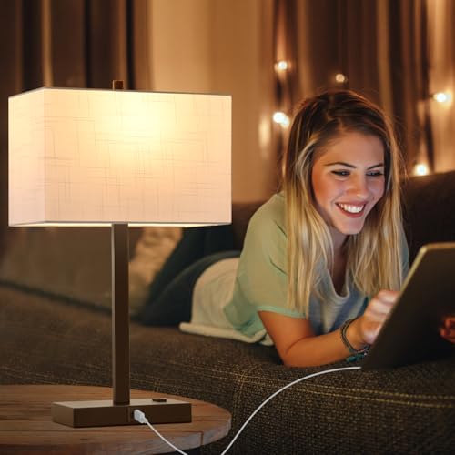 21" Touch Bedside lamps with 2 USB & AC Outlets (2 Count)