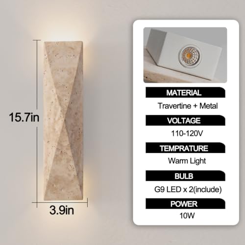 Modern Travertine Wall Sconce