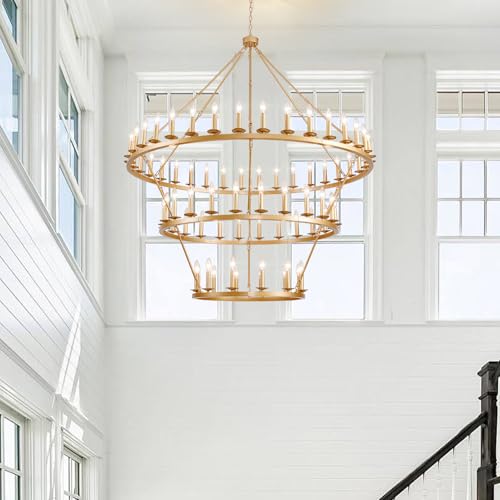 3 Tier Gold Wagon Wheel Chandelier