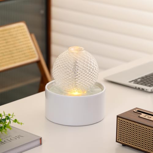 Indoor Water Feature Tabletop Ceramic Fountain Home Kitchen Office Decoration Modern Design Style