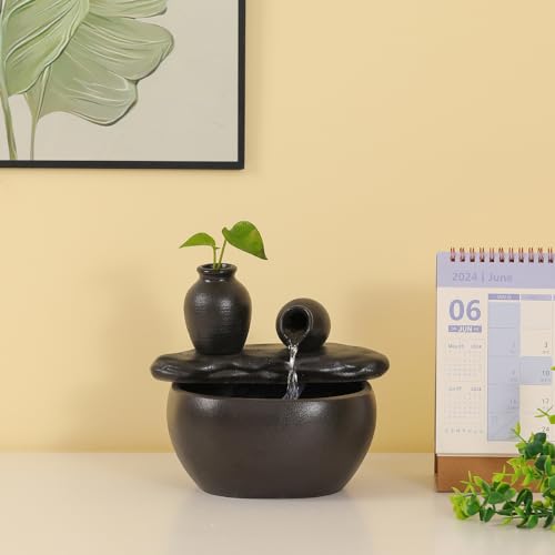 Ceramic Tabletop Fountain for Indoor and Home Decoration Table Desk Office Patio