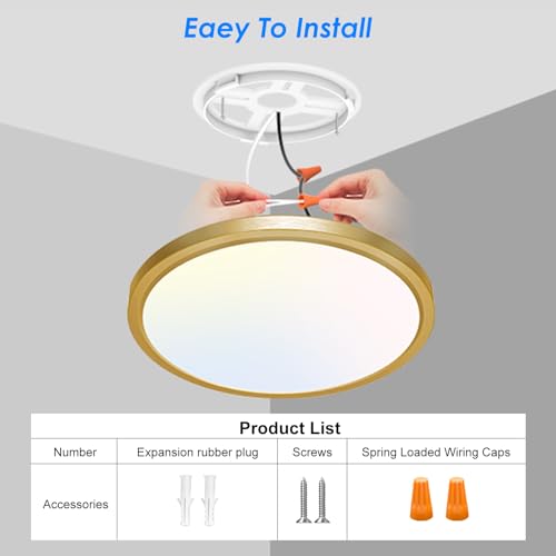 7 Inch LED Ceiling Light Gold (2 Count)