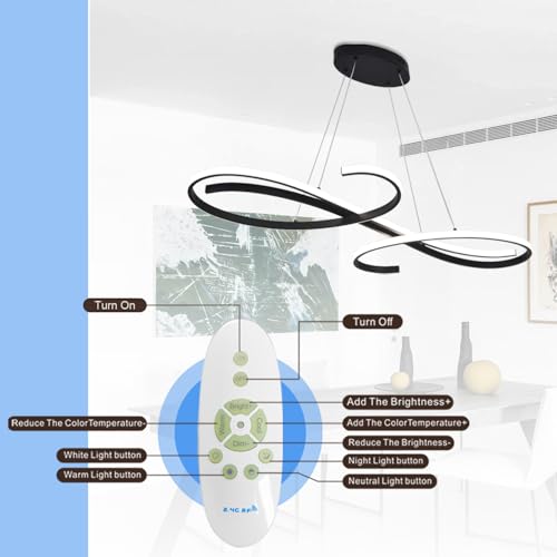 Large Led Chandeliers for Dining Room Light Fixture Modern Led Pendant Lighting for Kitchen Island Lighting with Remote