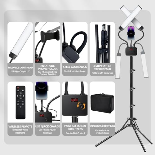 Selfie Light with 75'' Tripod Stand