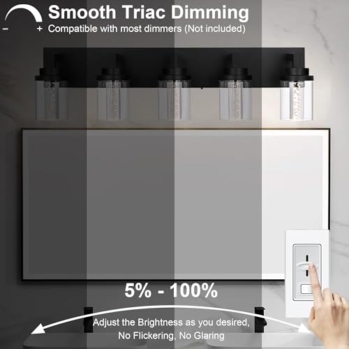 Black LED Vanity Lights for Bathroom 5 Color Temperature