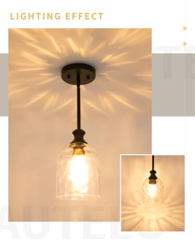 Modern Black Hammered Glass Pendant Lights Kitchen Island