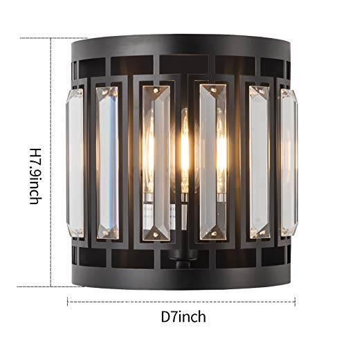 Modern Crystal Wall Sconce 1xE26 Black Vanity Wall Lamp K9 Crystal Wall Light Fixture for Hallway Doorway Bedroom Living Room Lighting