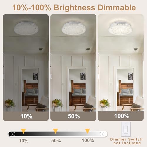 Crystal Flush Mount Ceiling Light LED Crystal Ceiling Light for Hallway 14"