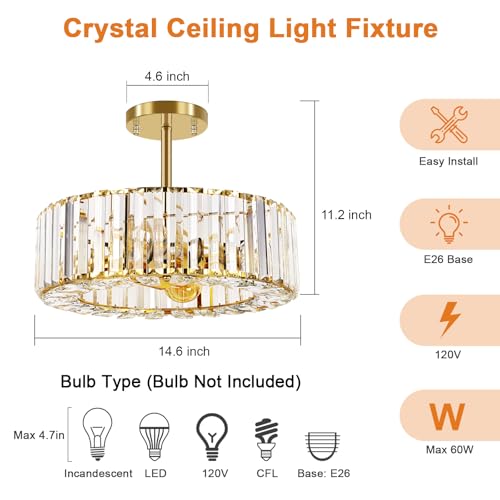 Gold Crystal Chandelier Ceiling Light