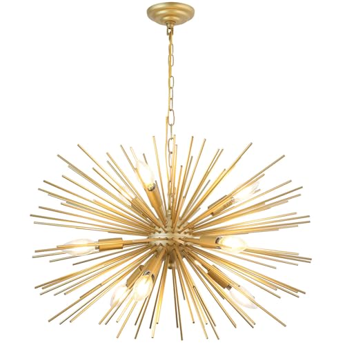 24in 9 Lights Gold Sputnik Chandelier Mid