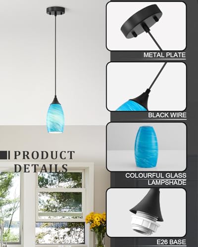 Vintage Art Lake Blue Stripe Pendant Lighting