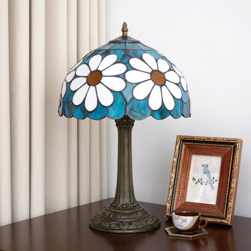 Tiffany Style Stained Glass Table Lamp Chrysanthemum Table Lamp Bedroom Bedside Lamp Living Room Dining Room Office Decoration Desk Lamp Home Decoration Creative Gift