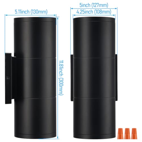 4 Pack 12 Inch 5CCT LED Cylinder Up Down Wall Light Outdoor (4 Count)