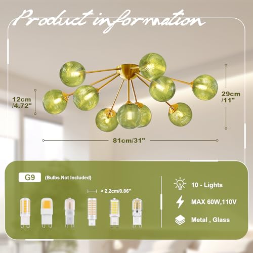 10 Light Gold Sputnik Chandelier