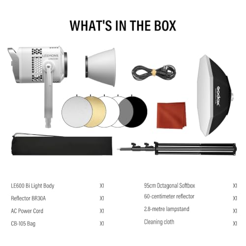 Litemons LE600Bi Kit Godox LE600BI Kit with Softbox Light Stand White
