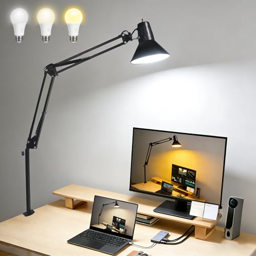Black Dimmable Desk Lamp with Clamp