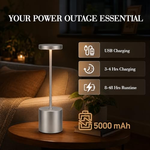 Silver Rechargeable Table Lamps 2 Pack (2 Count)