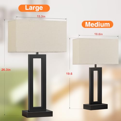 26.3in Big Bedroom Table Lamps Set of 2 (2 Count)