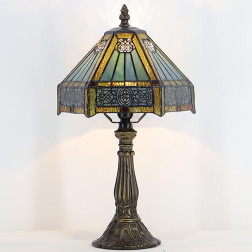 Tiffany Lamp Stained Glass Table Bedside Accent Light 8X8X14.5 inch