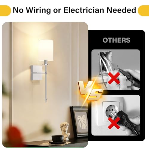 19 Inch Battery Operated Wall Sconces Set of 2 with Remote (2 Count)