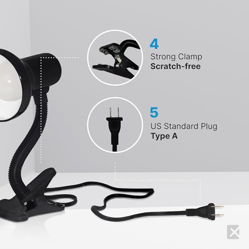 LED Clip on Desk Lamp with 360° Flexible Gooseneck (2 Count)