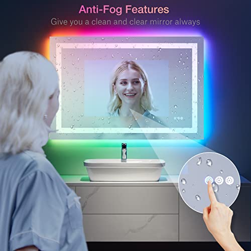 48"X30" RGB LED Bathroom Mirror with Lights