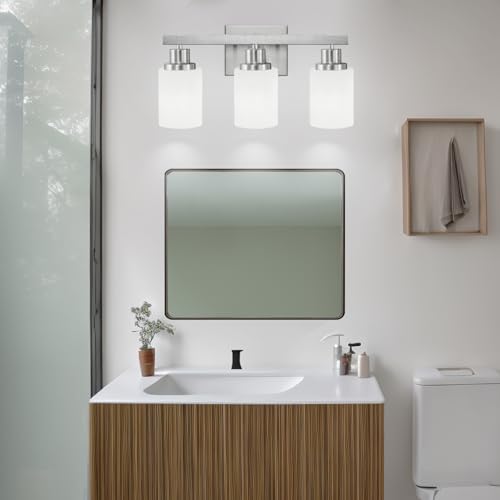3 Light Bathroom Light Fixtures Brushed Nickel Vanity Light 17in (3 Count)