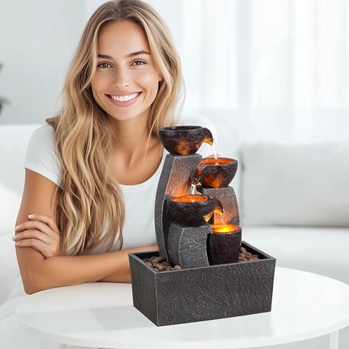Tabletop Water Fountain with LED Lights