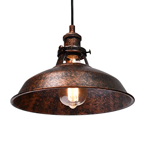 Industrial Barn Pendant Light Farmhouse Hanging Lighting Small Chandelier Fixture 10.6in Vintage Ceiling Lamp for Kitchen