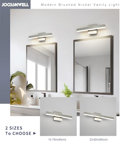 Bathroom Light Fixtures Brushed Nickel Vanity Lights Bar 5cct Dimmable Modern Bath Lighting Fixture Over Mirror Led Vanity Light for Bathroom 15.74 inch ETL Certificated