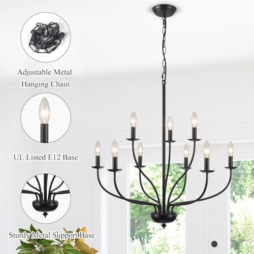 Black Farmhouse Chandelier for Dining Room Light Fixtures 9