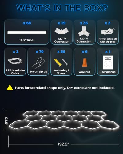 Hexagon Garage Lights 17 Grids (17-Girds)
