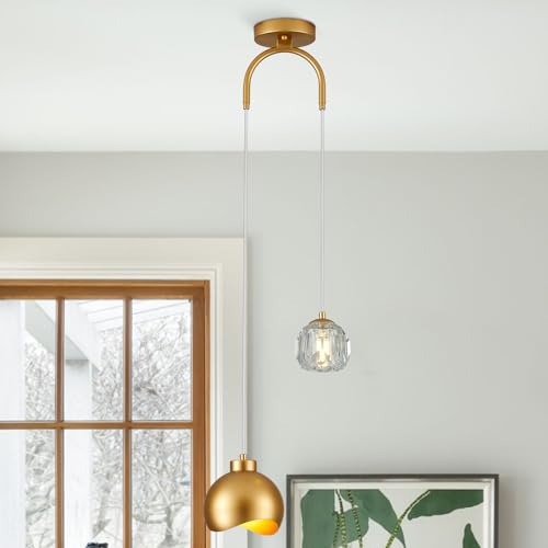 2 Light Modern Pendant Light with Crystal Accent